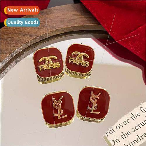 Red earrings female retro earrings 2024 new niche fall winte