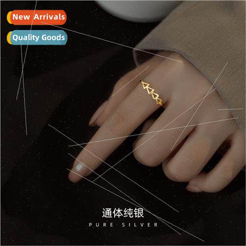 S925 silver simple triangle ring cold wind niche 2021 new wa