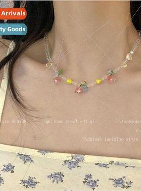 Tulip Flower Pendant Necklace Women Summer Hundred Lockbone