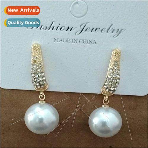 925 silver needle Korea fashion simple long pearl earrings n