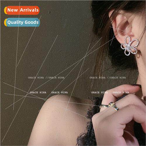Earrings 2022 new tide earrings female Korea flower thin zir