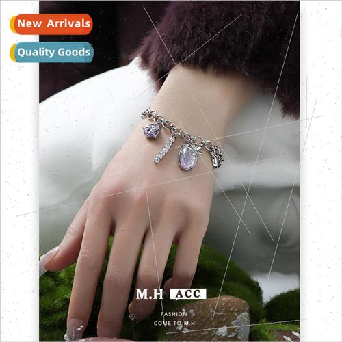 Purple Resin Zirconia Tassel Bracelet Women che Sweet Cool S