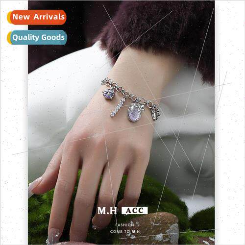 Purple Resin Zirconia Tassel Bracelet Women che Sweet Cool S