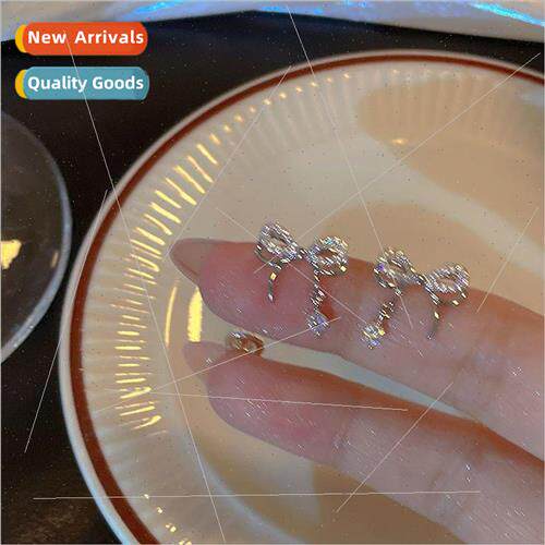 Bow tie zirconia earrings simple hundred sense earrings fema