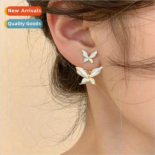New tide s925 niche senior compact butterfly earrings female
