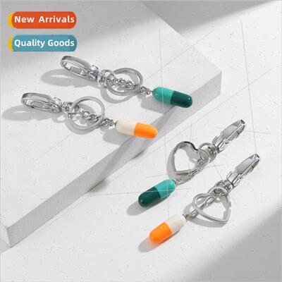 Colorblocking Capsule Colorblocking Resin Pendant Keychain E