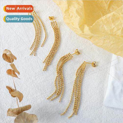 Europe ins retro steel beads tassel earrings tanium steel go