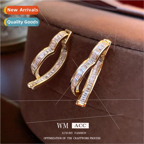 925 lver Pin Zirconia Heart Earrings Fashion che Stud Earrin
