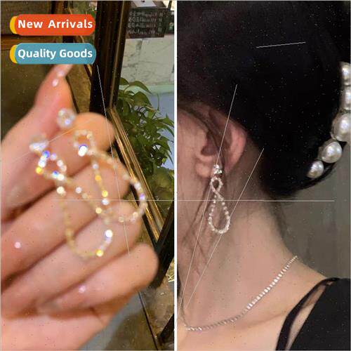 Ju gyi rich earrings 2022 new tide long 8 word rhinestone ea