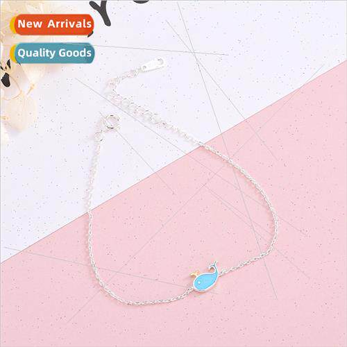 S925 silver drop craft blue small whale bracelet cute dolphi