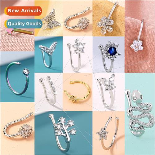 Europe  Bar Multi-color Stainless Steel Pentagram Nose Stapl