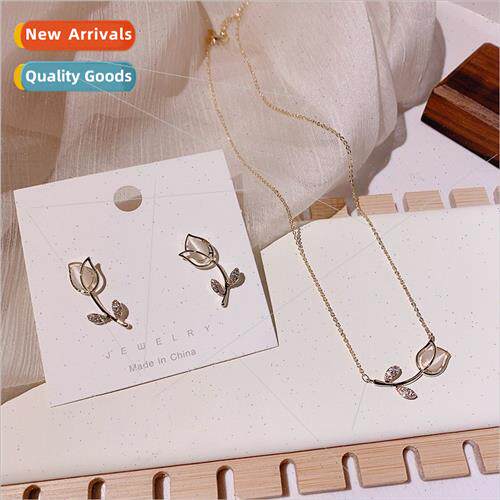 New rose resin rhinestone necklace simple green oval ring ge