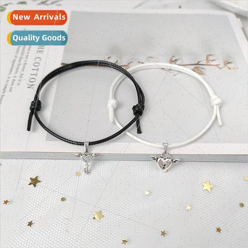 Europe Korea waxed wire alloy wings love key lock couple bra