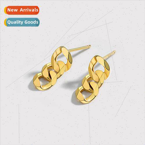 925 silver earrings female Europe cold wind ins fashion chai