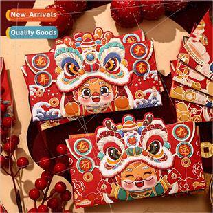 2024 Red Envelope Seal Dragon New Year Waking on Red Envelop
