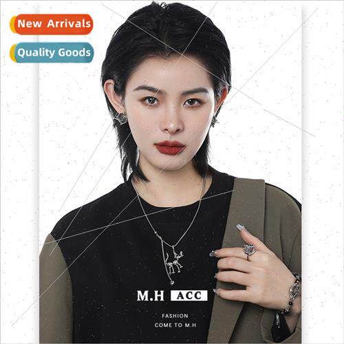 Winter new oil drop kitty necklace female simple diamond del