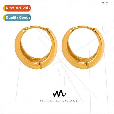 Europe Gold Plated Minimalist Round Peplum Earrings Geometri