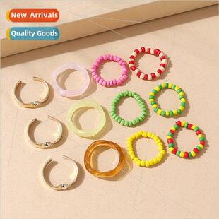 New 4 pcs Acetate Board Rice Beads Resin Candy Color Pearls
