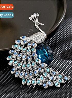 Elegant new luxury full zirconium peacock coat brooch exquis