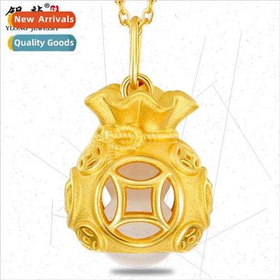 Hard gold zucchini money bag gold jade gold necklace 999 gol