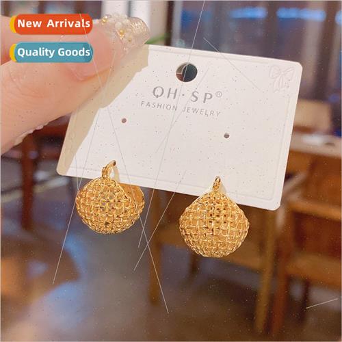 French lazy vintage simple weaving hollow heart gold-plated