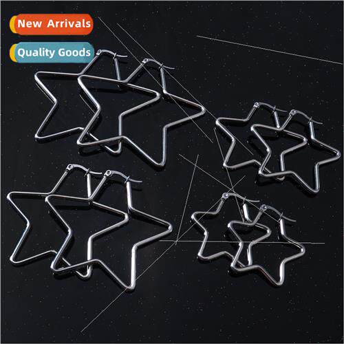 Korea Korea pentagram wire earrings tide men ear buckle stai