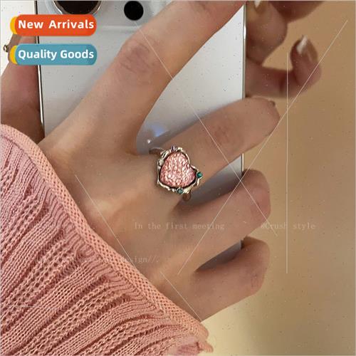 Strawberry sweetheart love open ring female tide 2023 new in