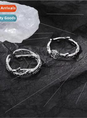 Thorn Rose Couple Ring  Niche Fashion Hundreds Roses Men Wom