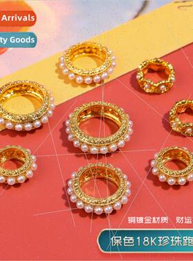 gold pearl running ring large hole trans card ring diy ancie