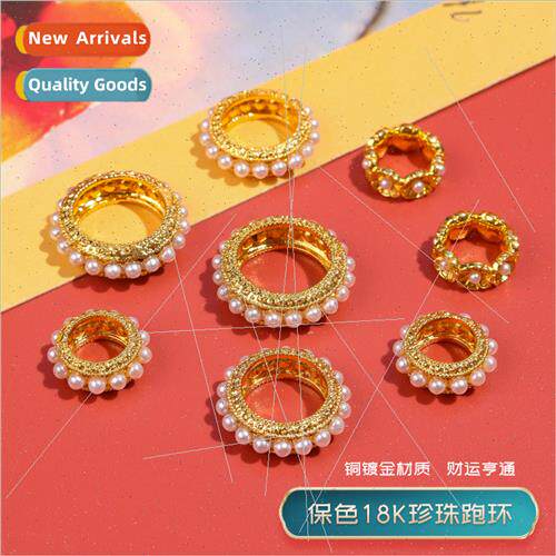 gold pearl running ring large hole trans card ring diy ancie