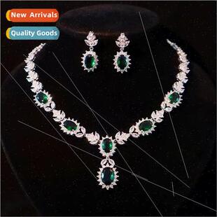 emerald tourmaline full diamond necklace women high-end pend