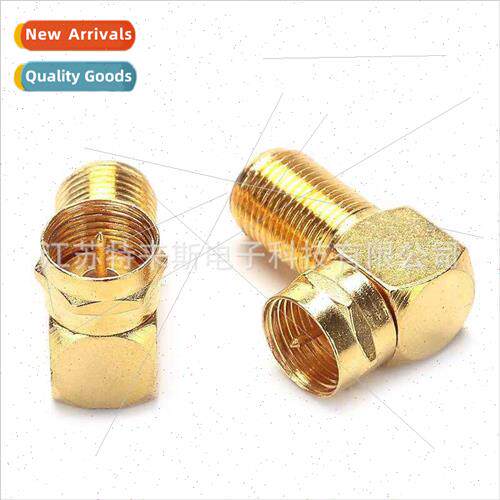 Gold-plated curved right-angle inch F-head male to inch F-fe