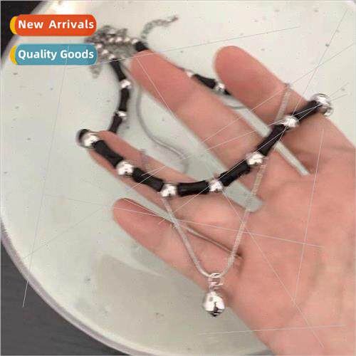 French Black Bamboo Double Layers Necklace che Spice Girl Sw