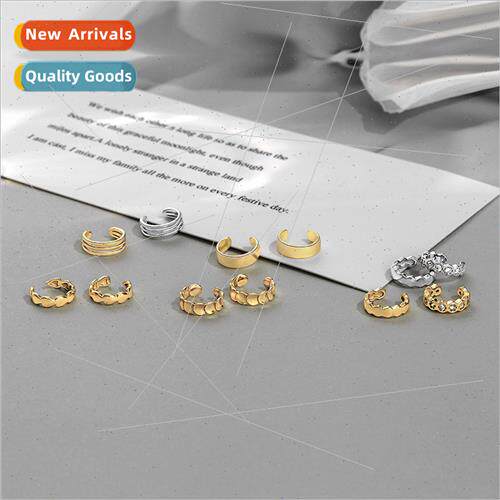 925 silver diamond lattice ear bone clip simple no ear hole