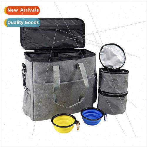 Outside with crossbody pet dog food bag dog blanket garbage