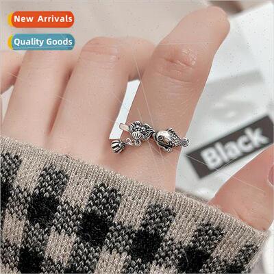 Open Lotus Koi Ring Vintage Attracting Fortune Trans Lotus C