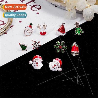 Santa Claus asymmetrical earrings 百搭款 snowflake elk bells