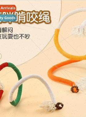 Cat chewing rope toys to relieve boredom teething catnip kte