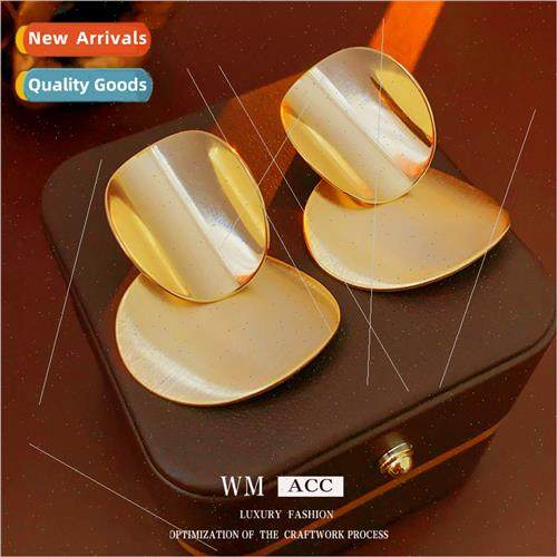 silver needle round metal earrings simple match earrings fem