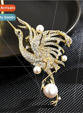 luxury pearl cranes elegant zirconia peplum chest cheongsam