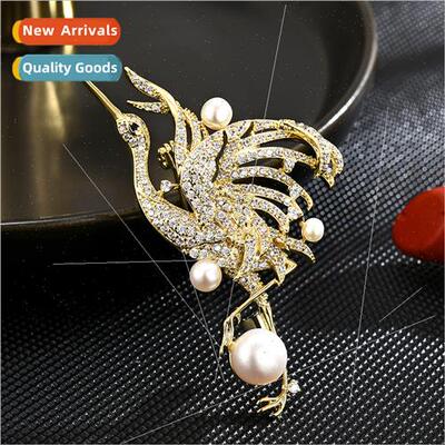 luxury pearl cranes elegant zirconia peplum chest cheongsam