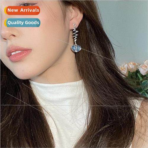 2022 Summer Versatile Blue Heart Gemstone Earrings che Rhine