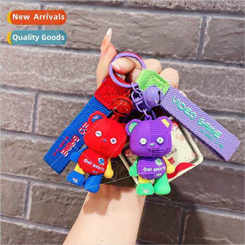 Cyber Bear silicone small car charm jewelry keychain keychai