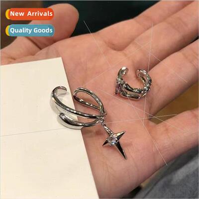 Ear bone clip whout ear hole dark starburst tassel ear clip