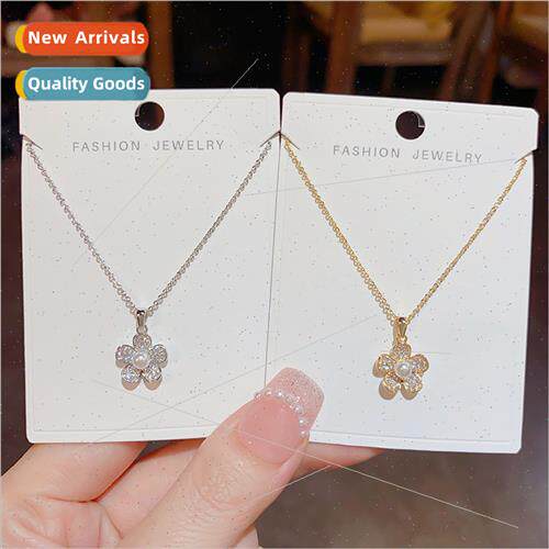 Summer new sweet fashion cute zirconia flowers pearl collarb