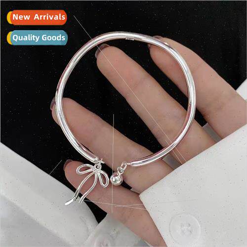 Bowknot bell bangle bracelet women copper silver plated nich