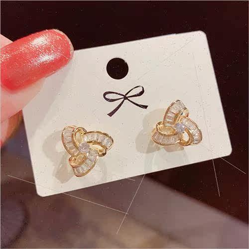 Korea exquise rotating zirconia flower earrings s925 silver