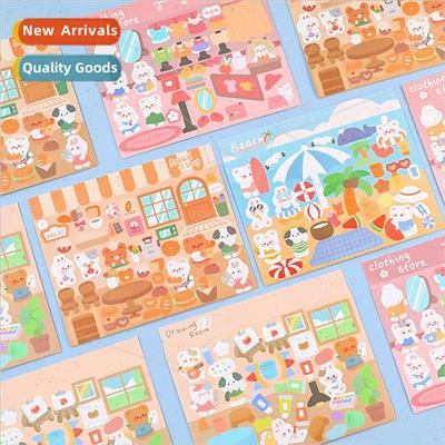 Cartoon scenic stickers cute girl handbook material decorati