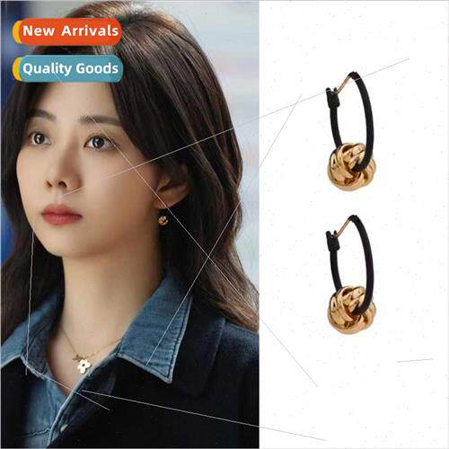 Retro black earrings female 2023 new tide Korea sense earrin