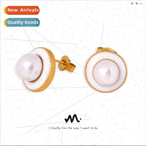 French ins cold wind niche earrings simple inlaid glass bead